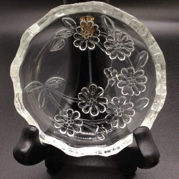 Beautiful Little Floral Glass Dish 3 3/8" - Picture 5 of 5